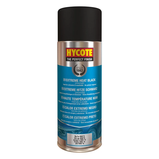 Peinture Haute Température Hycote Extreme Heat Noir 400 ml - Résiste à l'Essence et aux Huiles