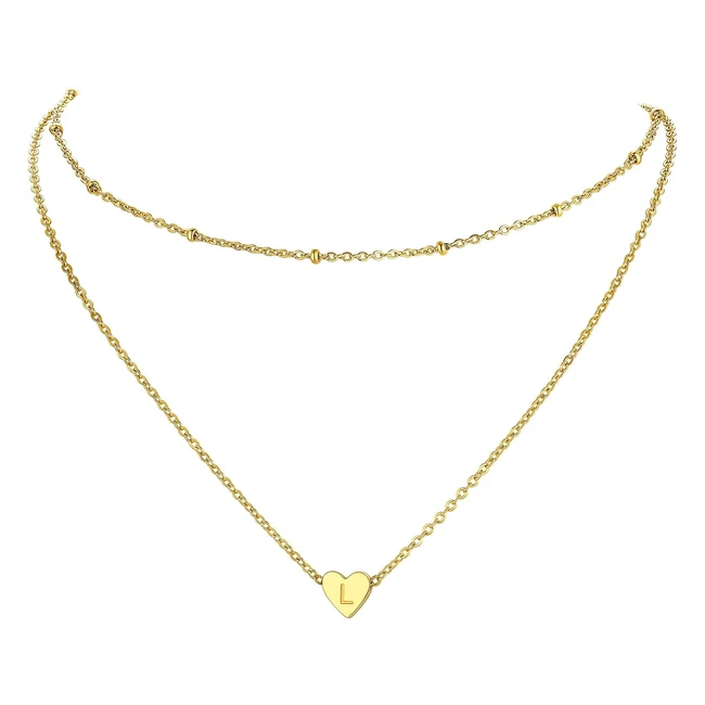 Prosteel Women Necklace - Initial Heart Choker Chain (Gold Plated) - Gift Box Included