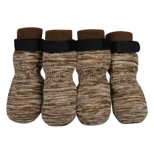 Chaussettes pour chien Petloft 4 packs antidérapantes avec sangle réglable - Taille 4XL