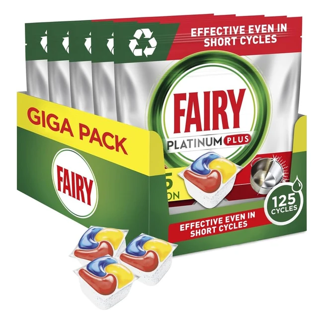 Fairy Platinum Plus All-in-1 Dishwasher Tablets - Bulk Pack of 125 - Lemon Scent