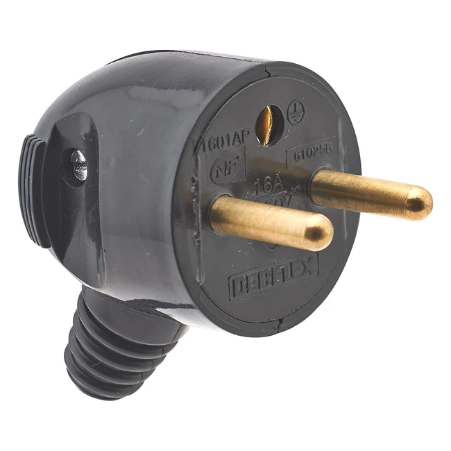 Debflex 713350 Presa Elettrica Maschio Spina Maschio Pin D48 mm Uscita Laterale Portafoglio Nero