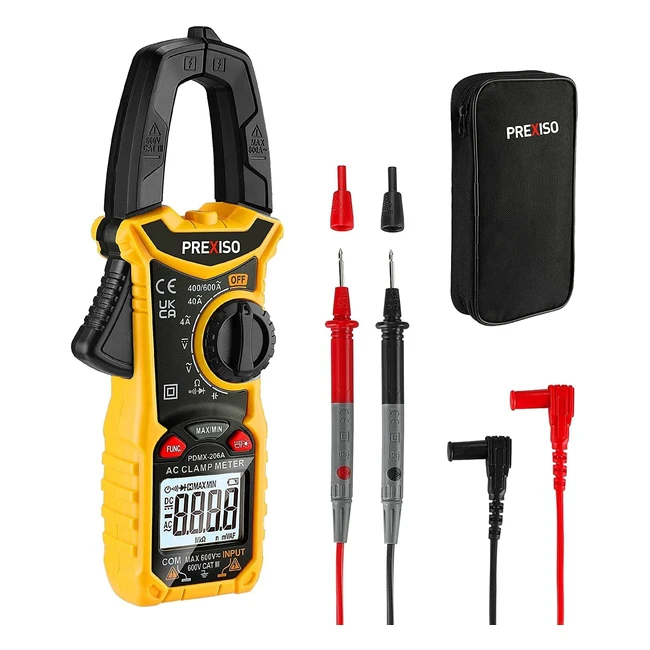 Pinza Amperimétrica Digital Prexiso con Retroiluminación - Multímetros Voltímetro para Tensión CACC Corriente CA Continuidad Resistencia Diodo