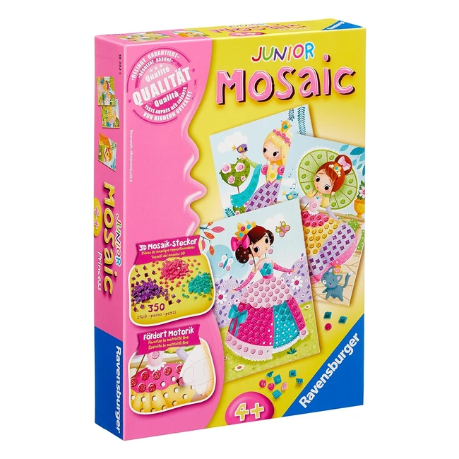Mosaïque Junior Princesse Ravensburger 18342 Jaune - Développe la motricité et la créativité des enfants