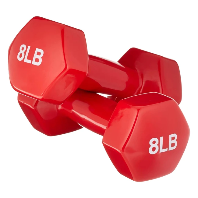 Amazon Basics Vinyl Dumbbells - Set of 2, 8 lbs, Non-Slip Grip