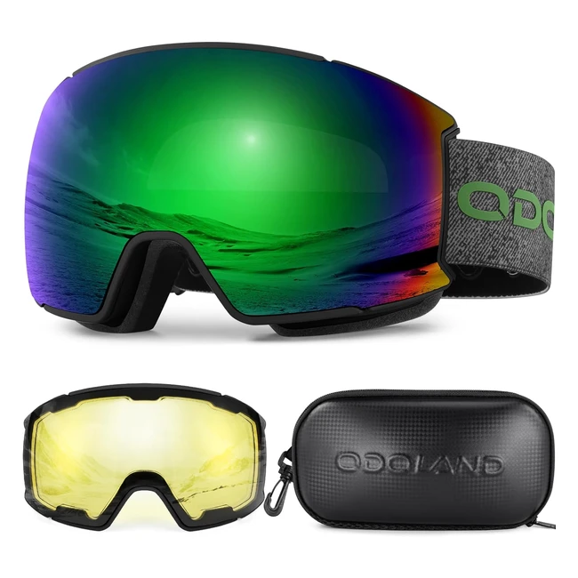 Kit de lunettes de ski magntiques Odoland avec 2 crans dtachables - Anti-U