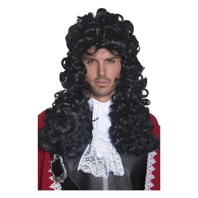 Perruque Capitaine Pirate Noire Smiffys - Cheveux Longs et Bouclés