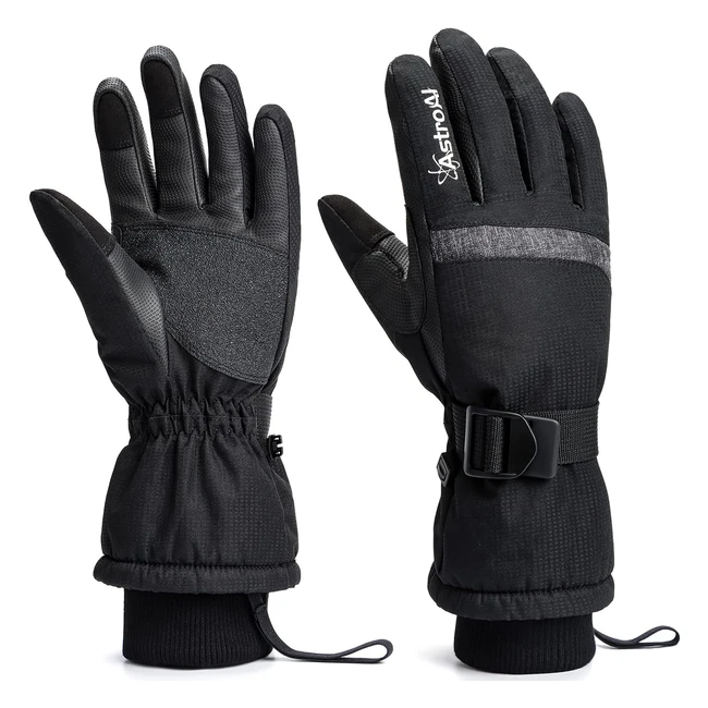 AstroAI Guanti da Sci Impermeabili Uomo Donna - Caldi e Antiscivolo - Taglia M