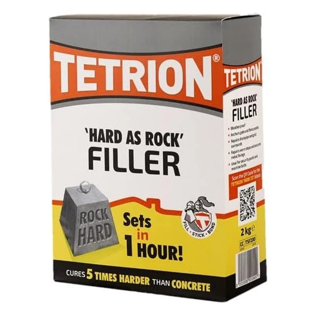 Tetrion Hard as Rock Filler 2kg - Sets 5x Harder than Concrete - Waterproof & Weatherproof