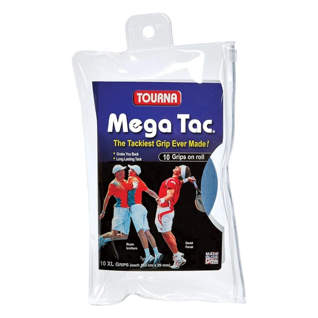 Tourna Mega Tac - Confezione da 10 pezzi Colore Blu - Grip aderente e resistent