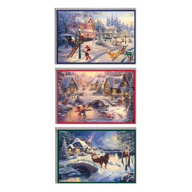 Tarjetas de Navidad Hallmark Thomas Kinkade Mickey Mouse - 24 Tarjetas con Sobres