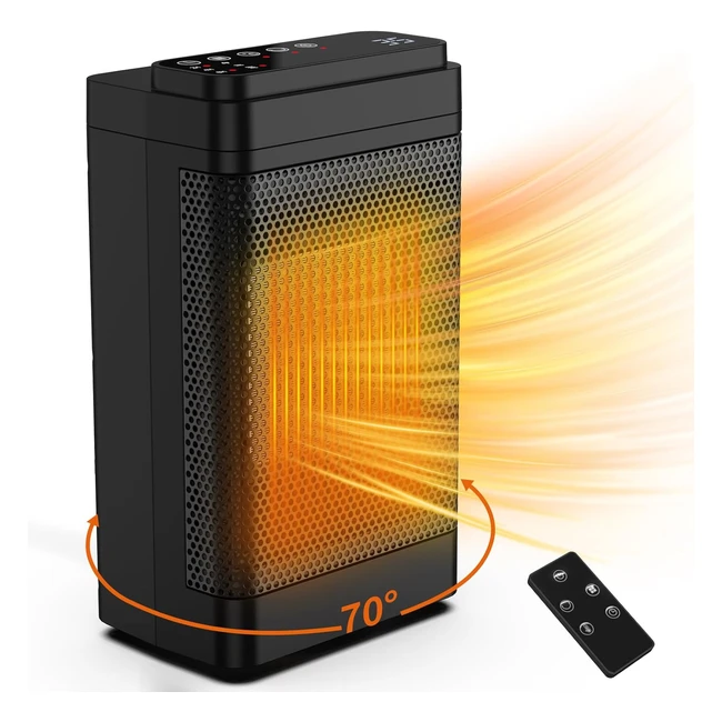 Chauffage d'appoint 1500W portable, radiateur soufflant 2s PTC, mini chauffage électrique 3 modes, protection contre 70, silencieux, 12h timer, surchauffe, temporis de chauffage soufflant