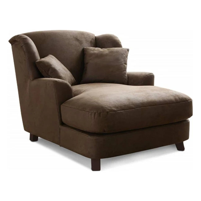 Cavadore XXL-Sessel Assado - Großer Polstersessel mit Holzfüßen und großer Sitzfläche - Inkl. 2 Zierkissen - 109 x 104 x 145 - Lederoptik Dunkelbraun