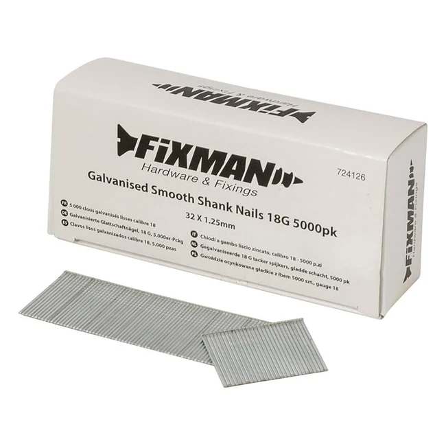Set de 5000 Clavos Lisos Galvanizados Calibre 18 Fixman 724126