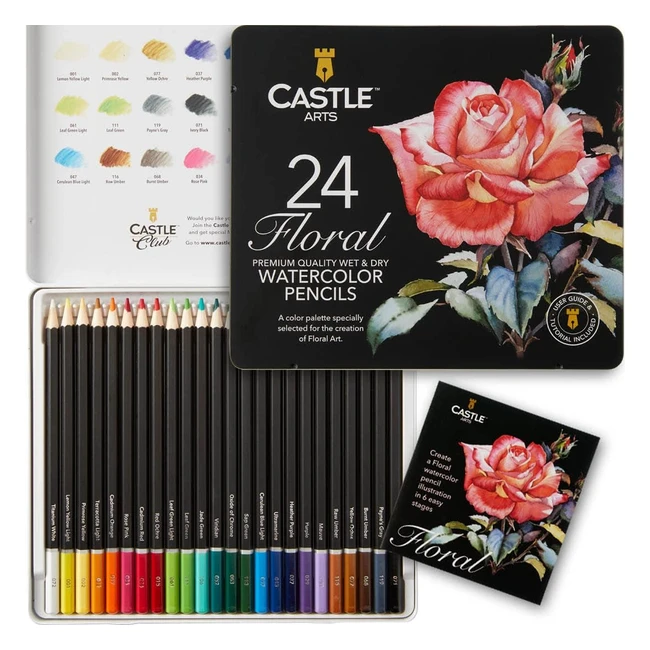 Castle Art Supplies Botanical Watercolour Pencils Set - 24 Premium Colors