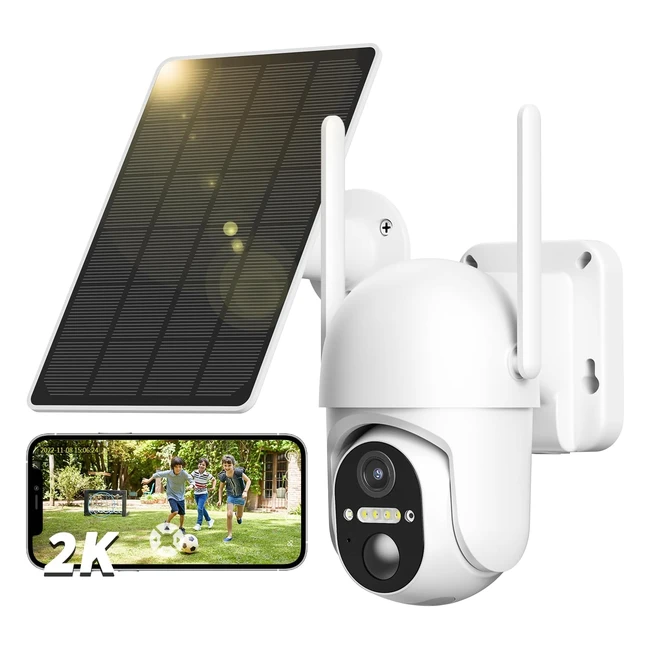 Caméra surveillance wifi extérieure sans fil 360 PTZ Nuasi 2K avec panneau solaire