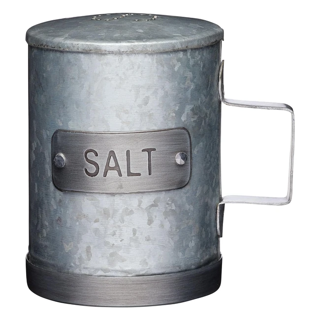 Salero de cocina industrial KitchenCraft, estilo vintage, acero galvanizado, 9x7x10 cm