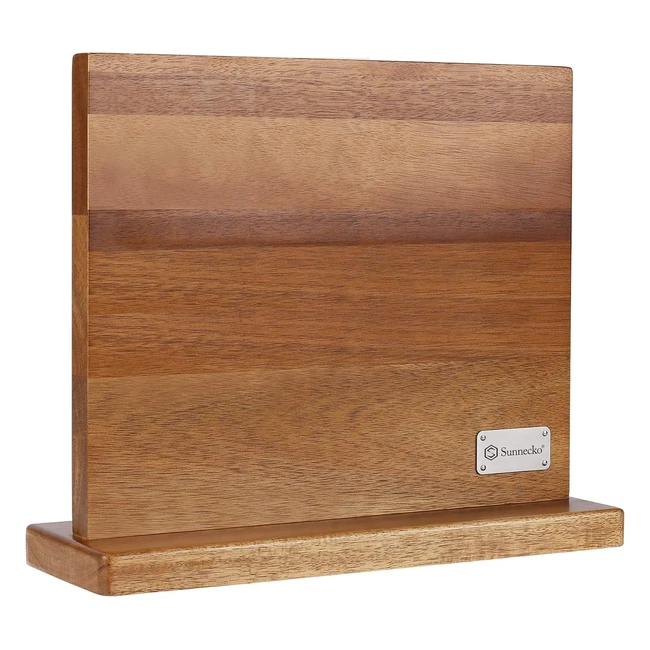 Sunnecko Universal Magnetic Knife Block - Strong Enhanced Magnets - Knife Storage - Acacia Wood
