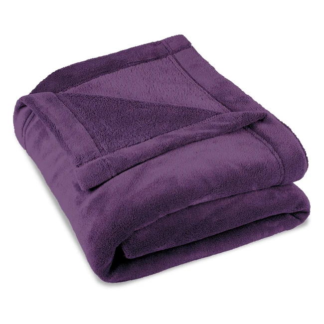 Celinatex Couverture Moelleuse XXL 220x240cm - Violet - Chaud et Doux - Microfibre Polaire - Réf: 123456