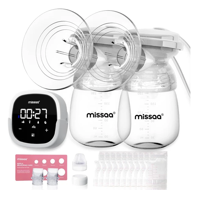 Tire-lait électrique double Missaa - Main libre - 5 modes - 7 niveaux - Portable et silencieux