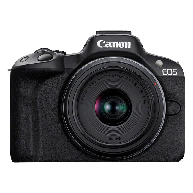 Canon EOS R50 Black Mirrorless Camera with RF 18-45mm f/4-6.3 IS STM Lens - Perfect for On-the-Go Content Creators