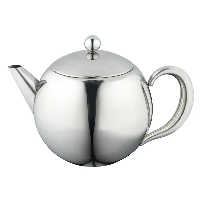 Caf Ole RT017X Rondeo Stainless Steel Tea Pot - Easy Pour Teapot with Infuser Basket - 17oz 500ml