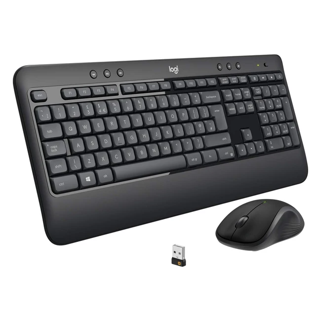 Combo Logitech MK540 Teclado y Ratón Inalámbrico, USB Unificador, 24 GHz, Batería de 3 Años, QWERTY Español - Negro