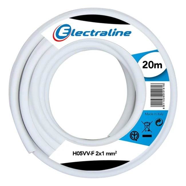 Cavo prolunghe Electraline 11425 H05VV-F 2x1 mm, 20 m bianco