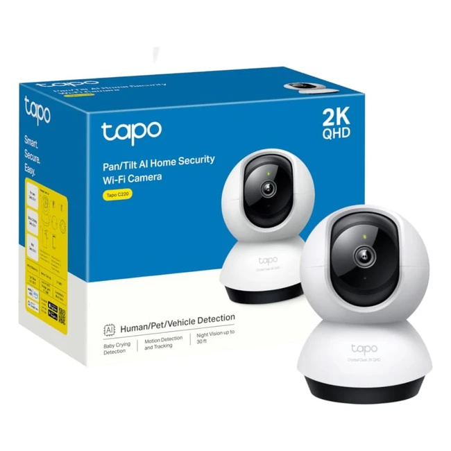 Tapo 2K QHD Indoor Pan/Tilt Security WiFi Camera | AI Detection | 360 Visual Coverage | Night Vision | Privacy Mode