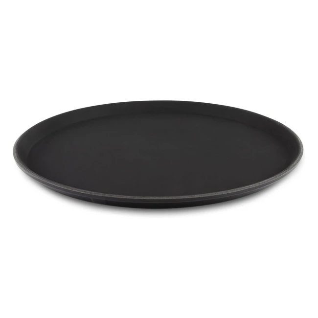 TuffGrip Super Plastic Rubberized Antiskid Nonslip Food Tray - Round 14 - Black