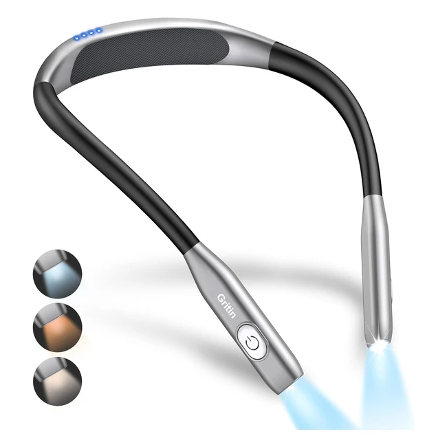 Gritin Neck Reading Light - Rechargeable Book Light - Eye Caring - 3 Colors - St