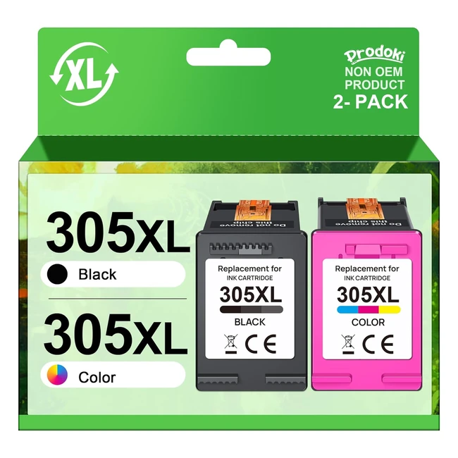 Cartouche d'encre Prodoki 305 XL pour HP 305 XL Noir et Couleur - Compatible avec Deskjet 2720e, Envy 6000 - Rendement élevé