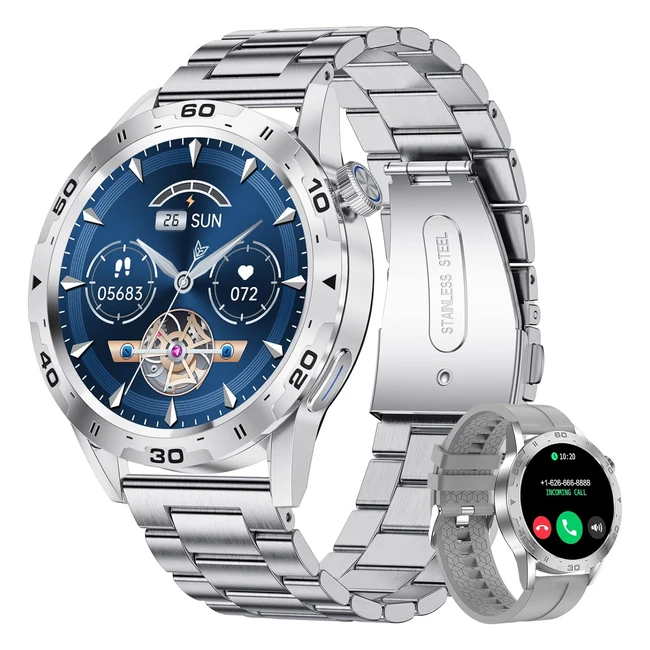 Montre Connectée Homme Lige avec Appel Bluetooth 132 Smartwatch Fréquence Cardiaque Artrielle Sommeil Calorie 123 Mode Sportifs IP67 Étanche Podomètre Montre Intelligente Android iOS Argent