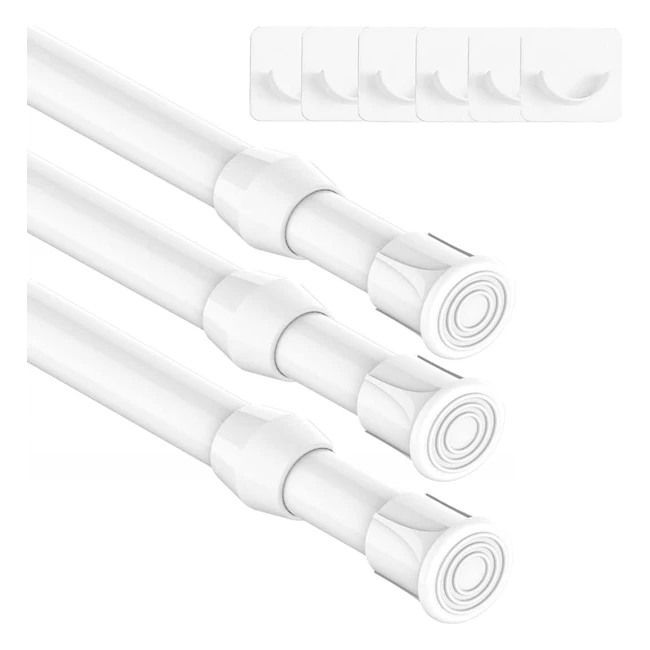 3 Pezzi Bacchette Tende a Molla Asta Telescopica Doccia 71120cm Bianco