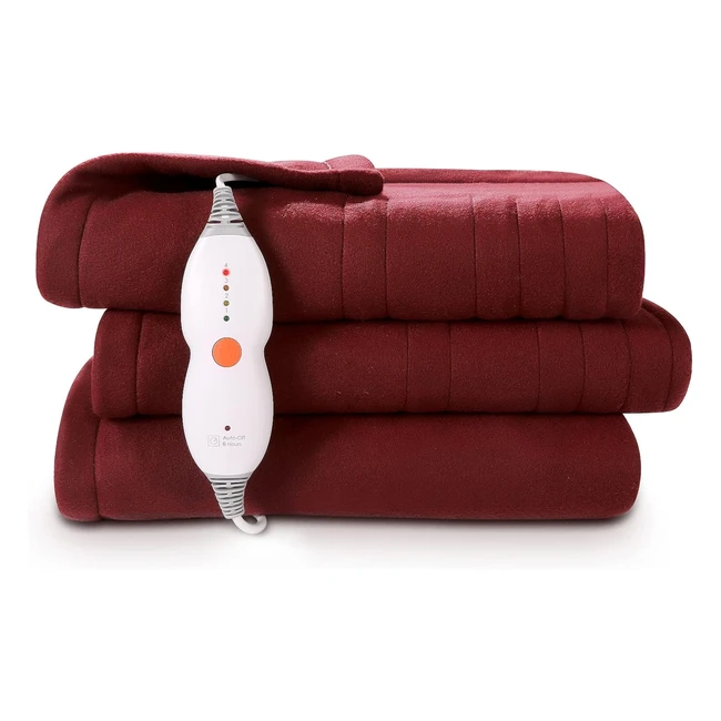 Fastheating Electric Heated Blanket with 4 Settings - 6hr Auto Shutoff - Overheating Protection - Machine Washable - 180x130cm