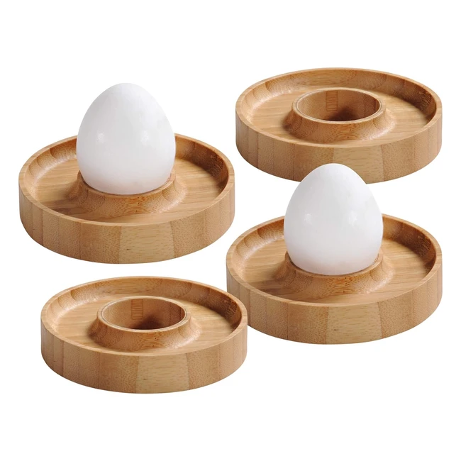 Set Portauova Kesper 58165 - 4 Pezzi Bamb - Pratico Bordo per Posizionare il Gus