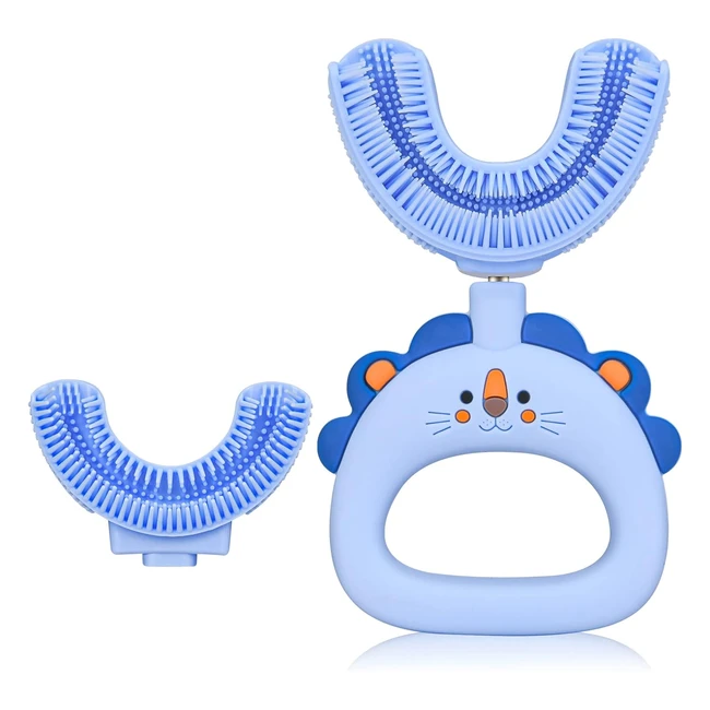 Cepillo de dientes para niños Vicloon en forma de U | 2 cabezales de silicona | Limpieza 360° | Calidad alimentaria