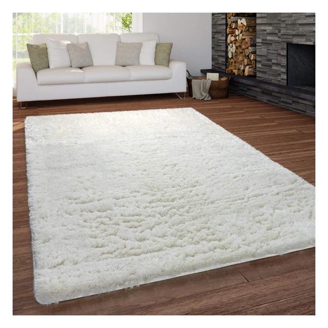 Tapis de salon shaggy lavable design monochrome 60x100 cm - Couleur crème