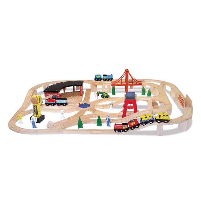 Set de tren de madera Melissa  Doug - Ms de 130 piezas