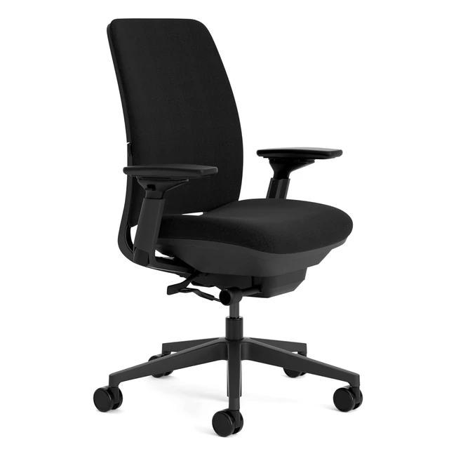 Steelcase Amia Bürostuhl, ergonomisch, höhenverstellbar, mit Lordosenstütze und Armlehnen, bequemer Bezug
