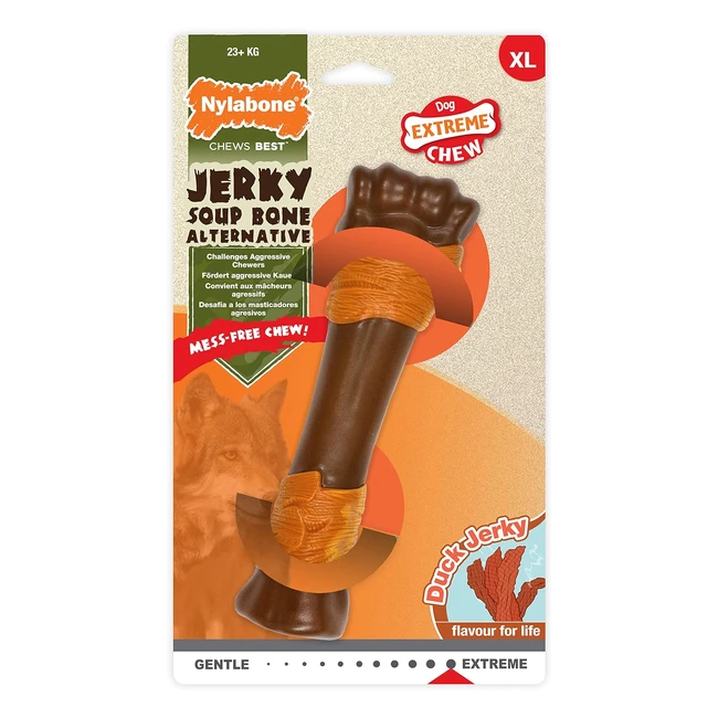 Nylabone Masticabile per Cani Potenti Masticatori - Formato Bollito di Carne Essiccata al Sapore di Anatra - 23kg+