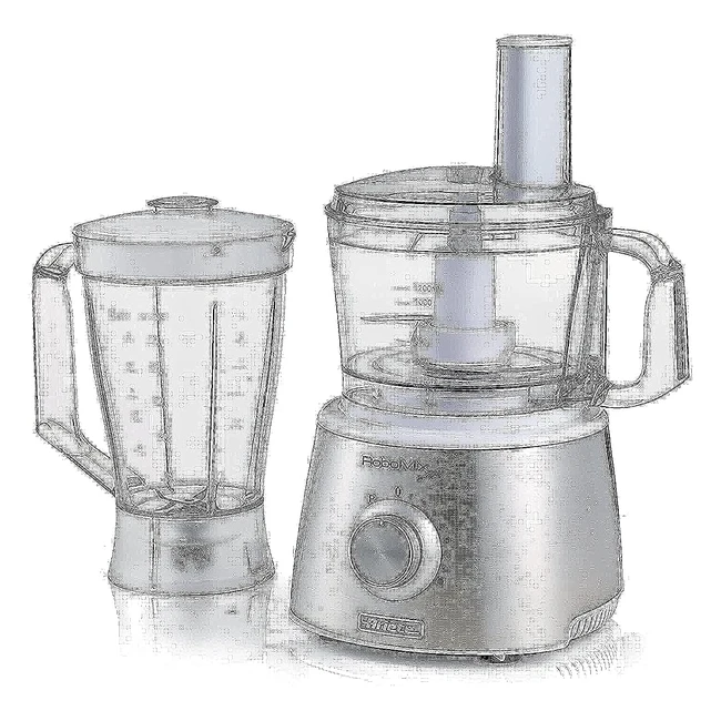 Robot de cuisine Ariete 1779 Robomix Metal - Capacité de 2,1L - Hacher, trancher, fouetter, pétrir - Blender 1,75L - Blanc/Argent