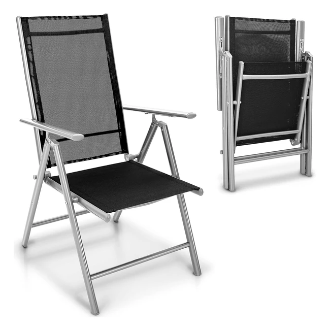 Tillvex Gartenstühle 6er Set - Klappbar, Aluminium, Hochlehner, Armlehnen, Verstellbar