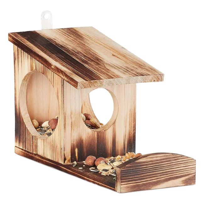 Mangiatoia per scoiattoli Relaxdays in legno - HXLXP 175 x 14 x 25 cm - Colore legno fiammato