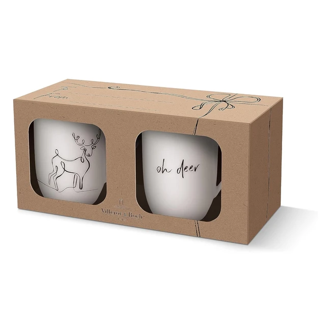 Villeroy  Boch Statement Xmas Set - Reindeer Gift Set - 2 Piece Porcelain Cup