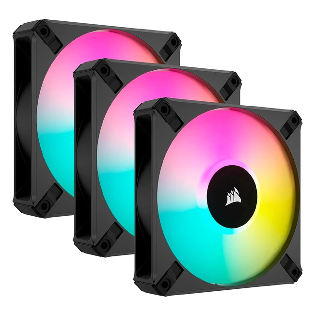 Corsair iCUE AF120 RGB Elite - Kit de 3 Ventiladores PWM - LED RGB - Tecnología AirGuide - Controlador iCUE Lighting Node Core Incluido