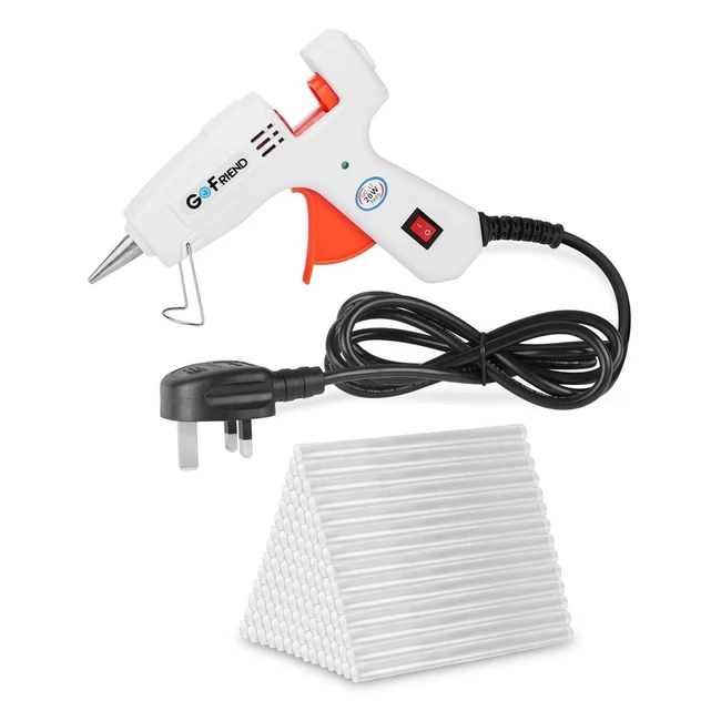 Mini Hot Melt Glue Gun GoFriend 20W - Craft Repair Kit - White