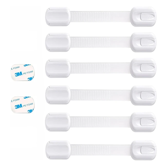 Booboo 6 Pack Child Safety Cupboard Door Strap Locks - Baby Proof Your Cabinets 