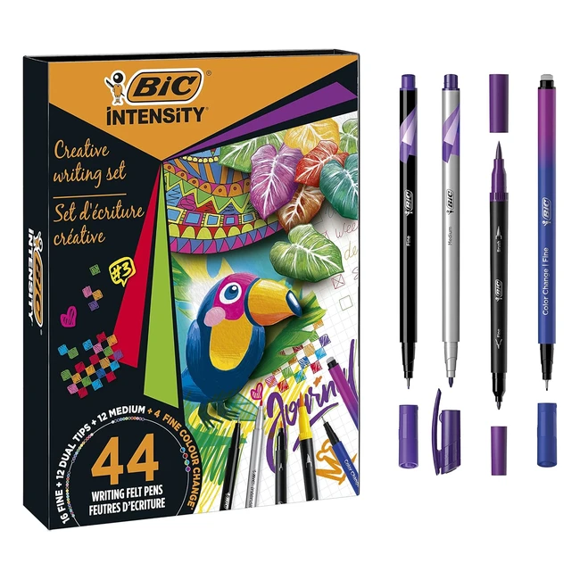 Kit Creativo BIC Intensity - Set de 44 Rotuladores de Colores Vibrantes - Regala