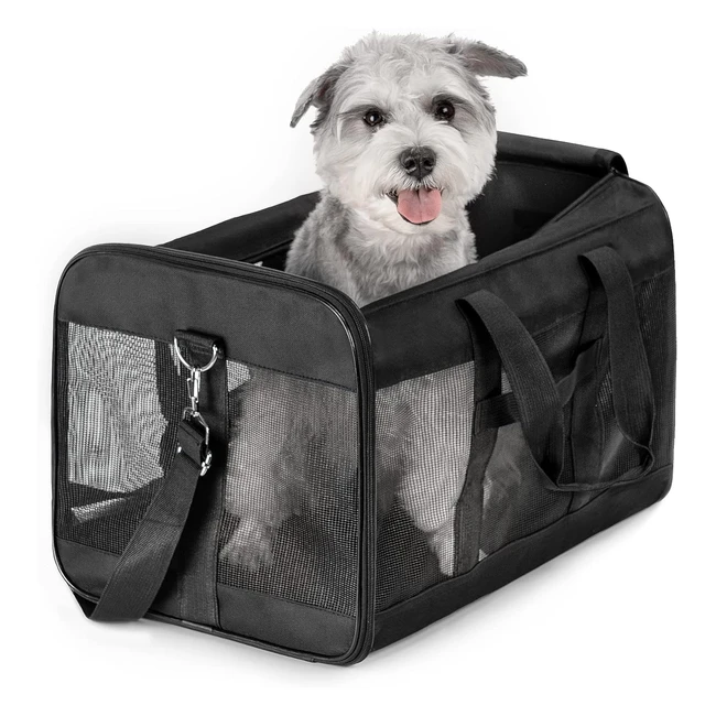Hitslam Pet Carrier Dog Carrier Soft Sided Travel Friendly Black