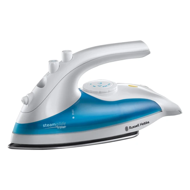Russell Hobbs Steam Glide Travel Iron 22470 - 760W, White and Blue - Stainless Steel Soleplate